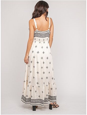Robe longue bretelles avec motif ILKANIE