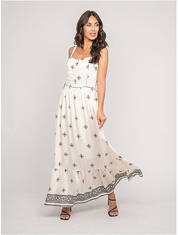 Robe longue bretelles avec motif ILKANIE