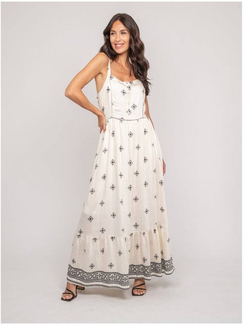 Robe longue bretelles avec motif ILKANIE - Kiabi