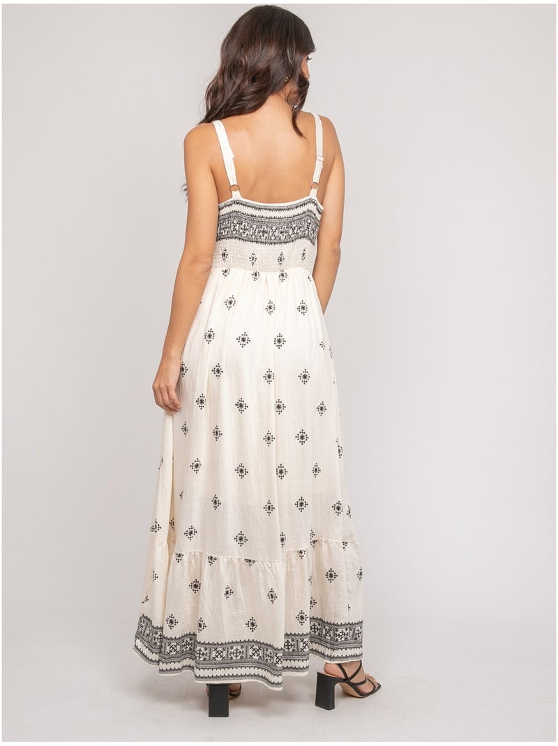 Robe longue bretelles avec motif ILKANIE Noir - Kiabi
