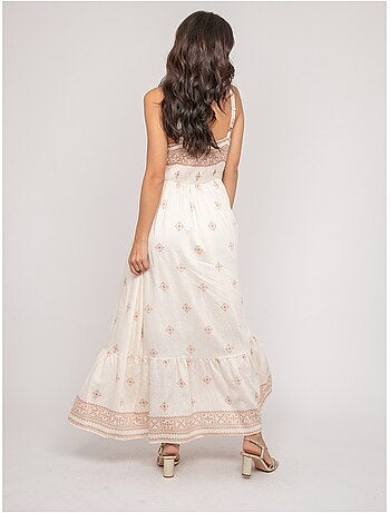 Robe longue bretelles avec motif ILKANIE