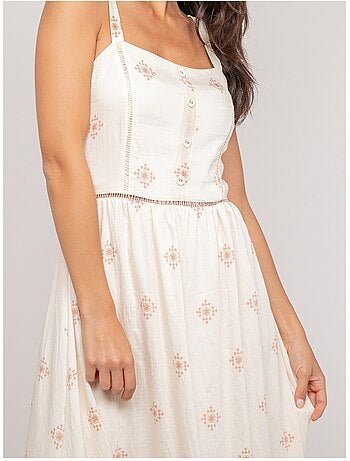 Robe longue bretelles avec motif ILKANIE