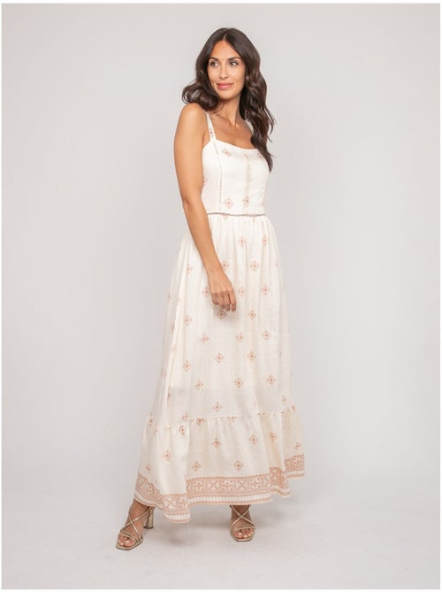Robe longue bretelles avec motif ILKANIE - Kiabi