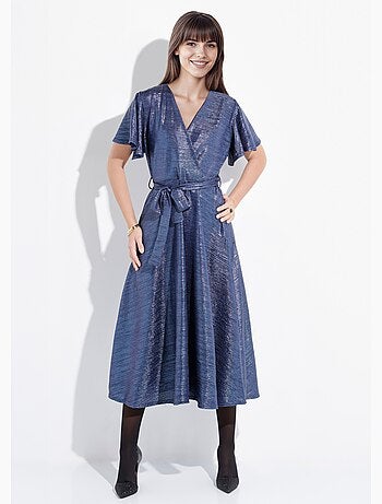 Robe longue brillante, manches papillon - afibel