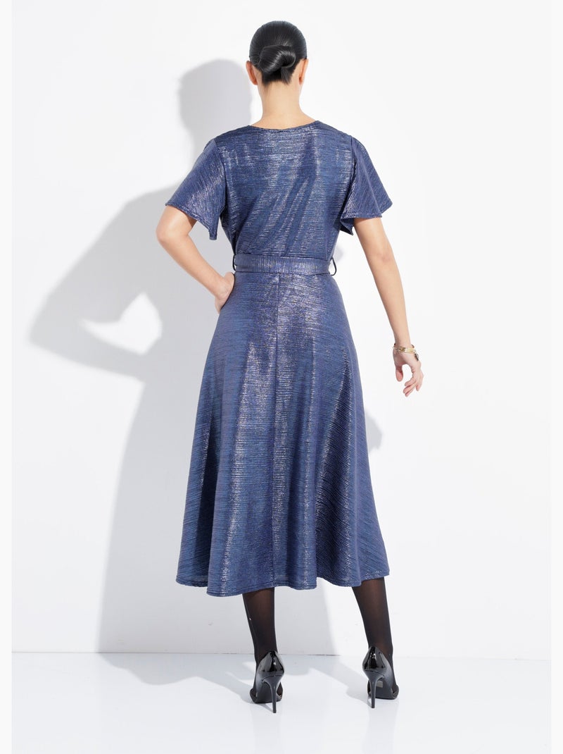 Robe longue brillante, manches papillon - afibel Bleu - Kiabi