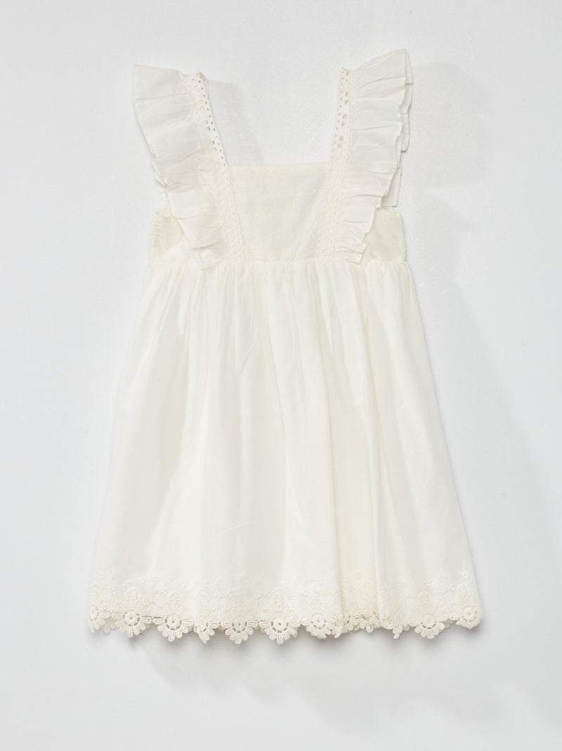 Robe longue broderie anglaise blanc - Kiabi