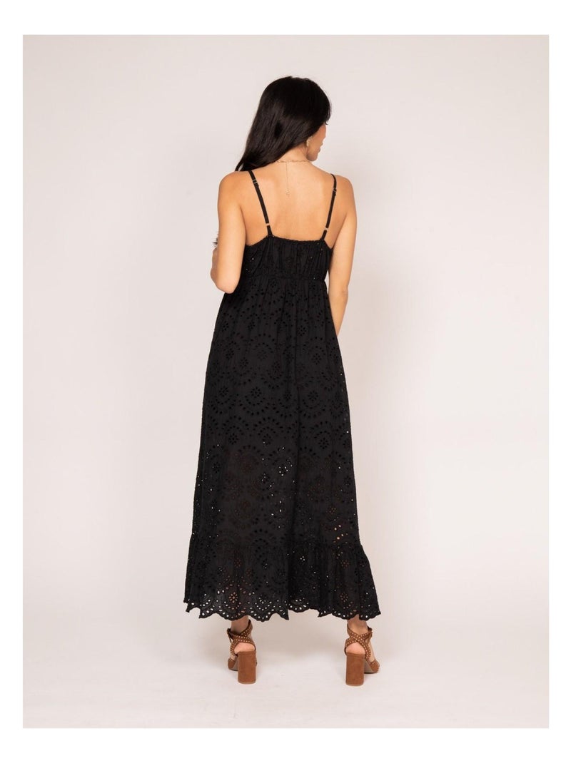 Robe longue broderie anglaise ISERE Noir - Kiabi