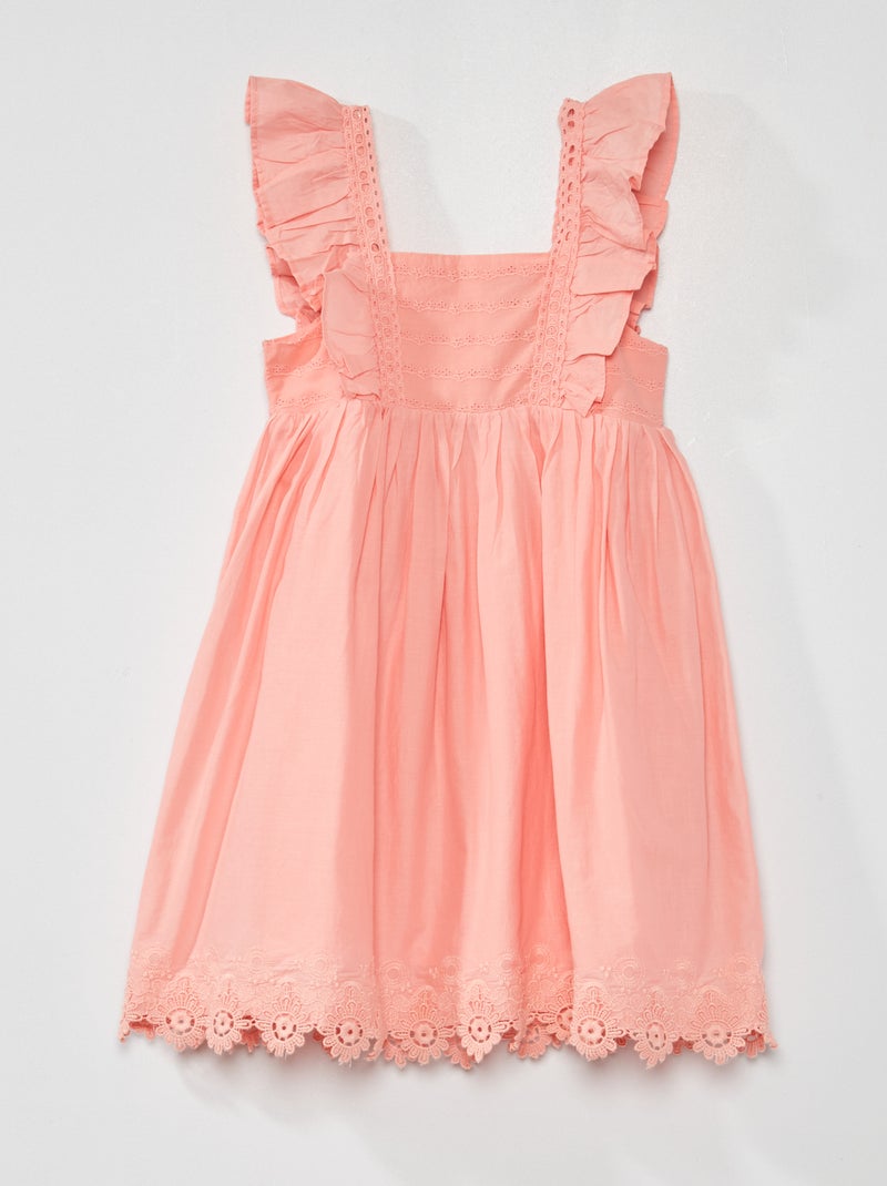 Robe longue broderie anglaise Rose - Kiabi
