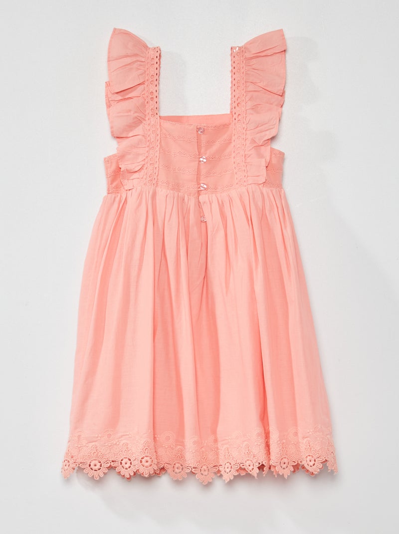 Robe longue broderie anglaise Rose - Kiabi