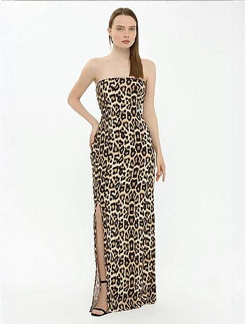 Robe longue bustier à imprimé animalier