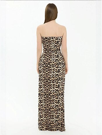 Robe longue bustier à imprimé animalier