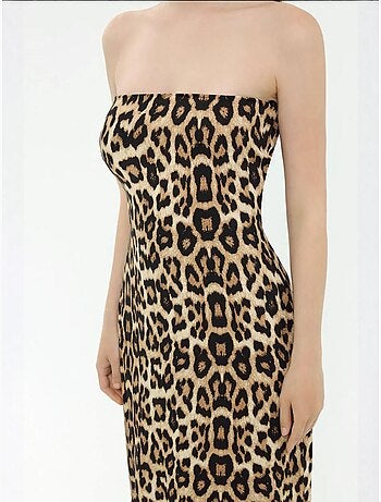 Robe longue bustier à imprimé animalier