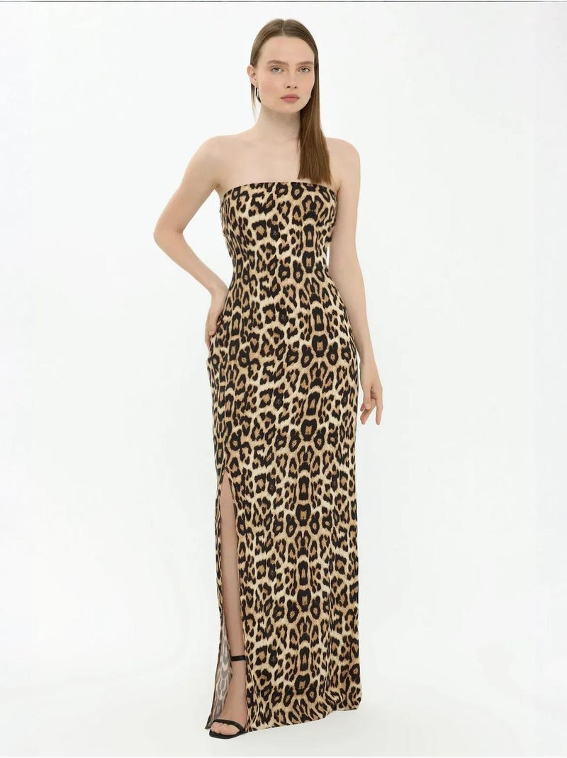 Robe longue bustier à imprimé animalier Multicolore - Kiabi