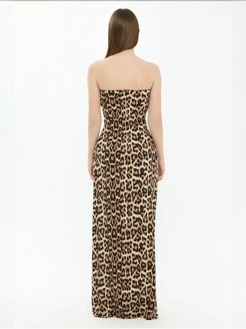 Robe longue bustier à imprimé animalier Multicolore - Kiabi
