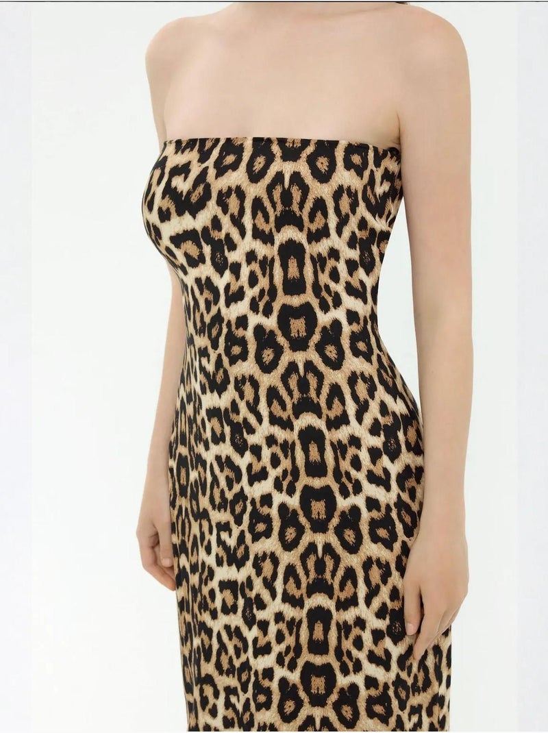 Robe longue bustier à imprimé animalier Multicolore - Kiabi