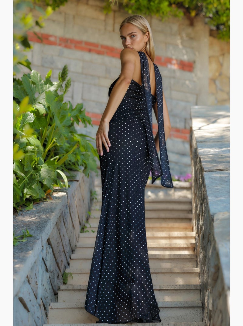 Robe longue bustier à motifs hiccup Noir Blanc - Kiabi