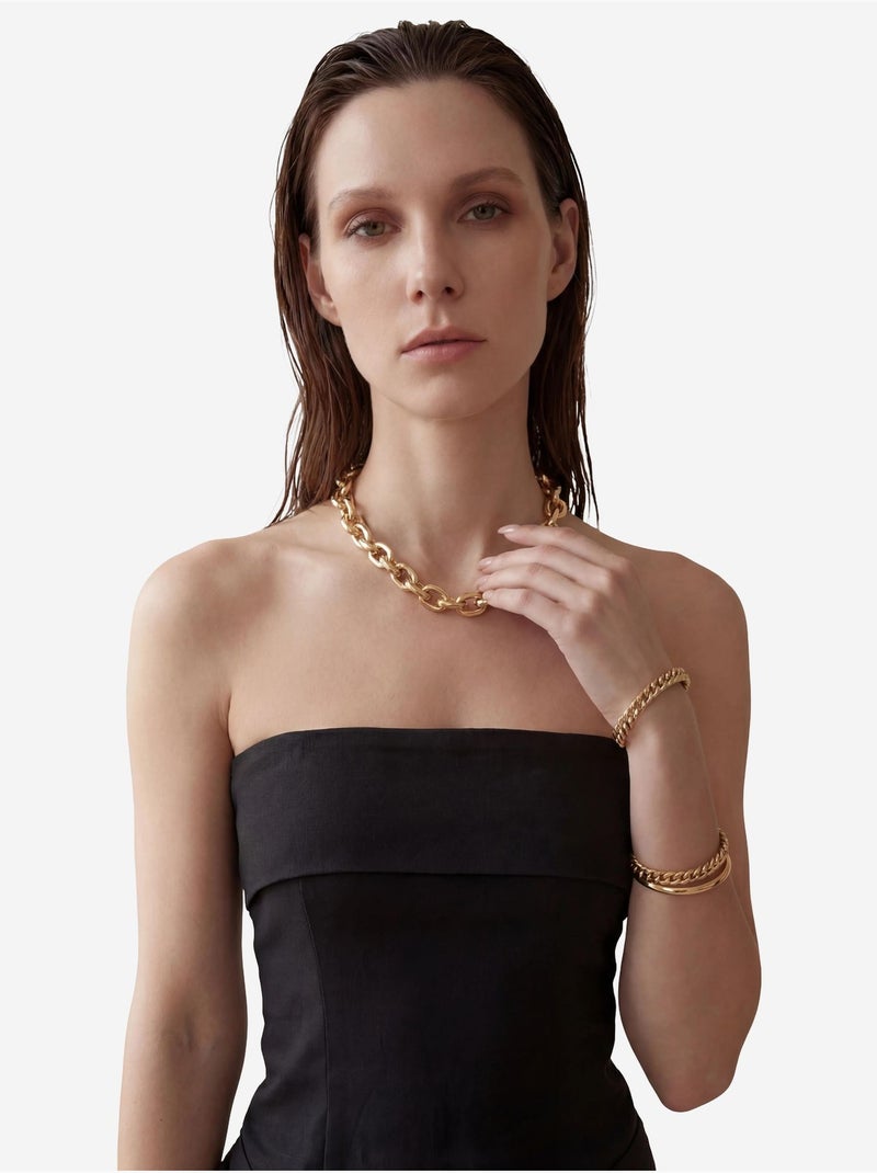 Robe longue bustier avec ceinture my fashion Noir - Kiabi