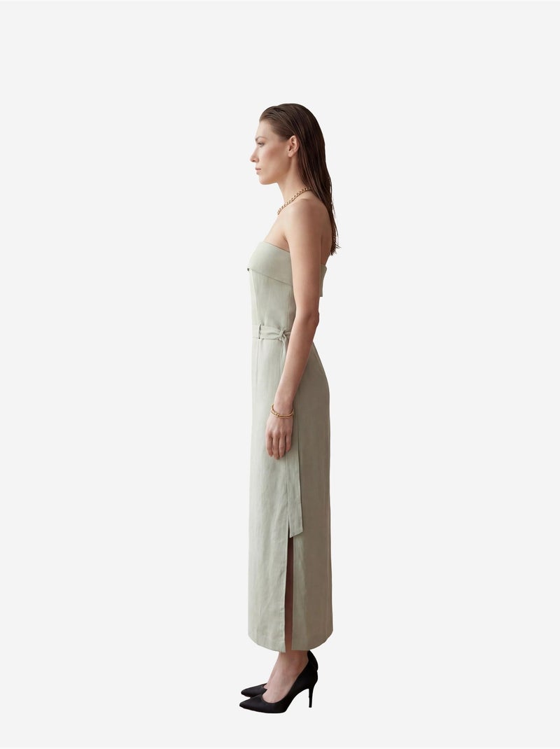Robe longue bustier avec ceinture my fashion Vert pastel - Kiabi