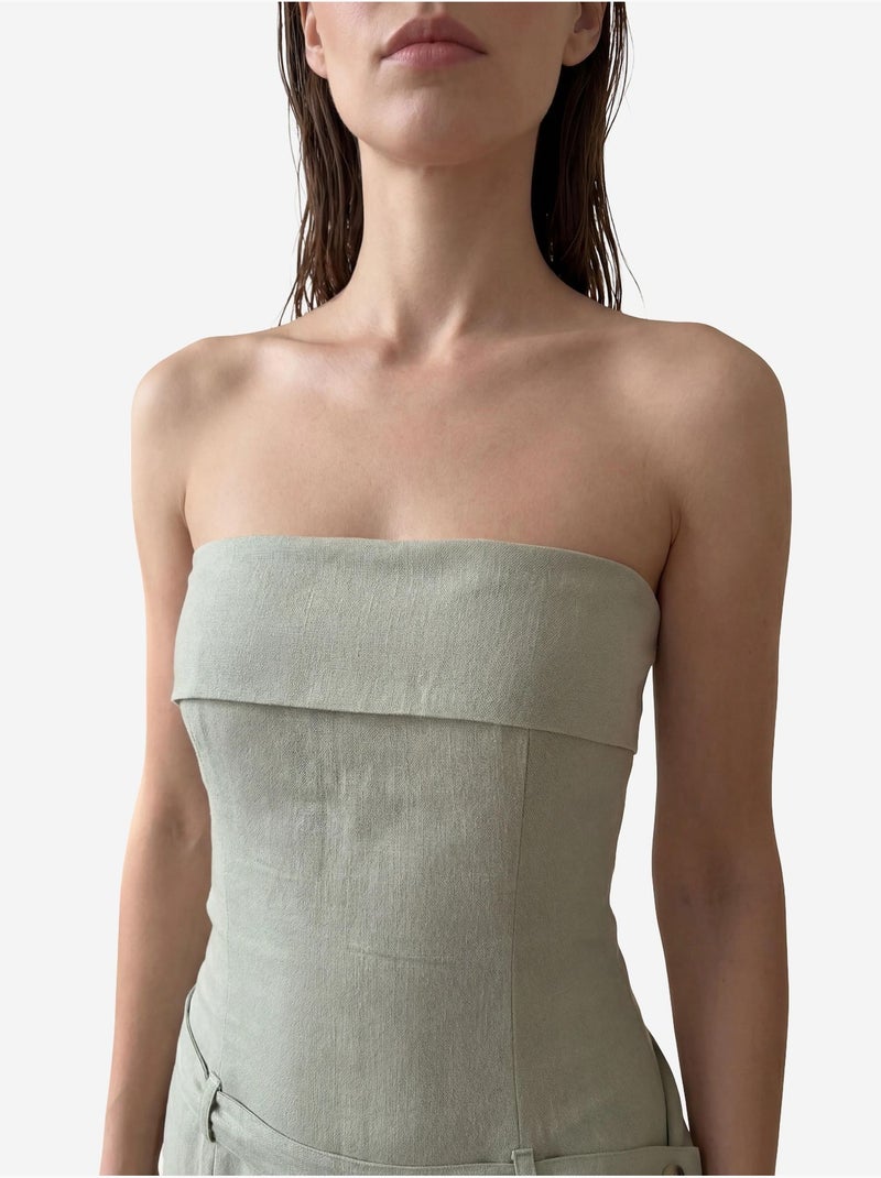 Robe longue bustier avec ceinture my fashion Vert pastel - Kiabi