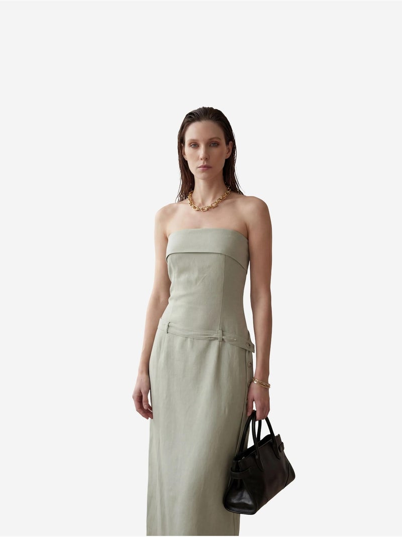 Robe longue bustier avec ceinture my fashion Vert pastel - Kiabi