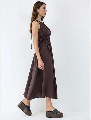 Robe longue bustier avec détails élastiques busem