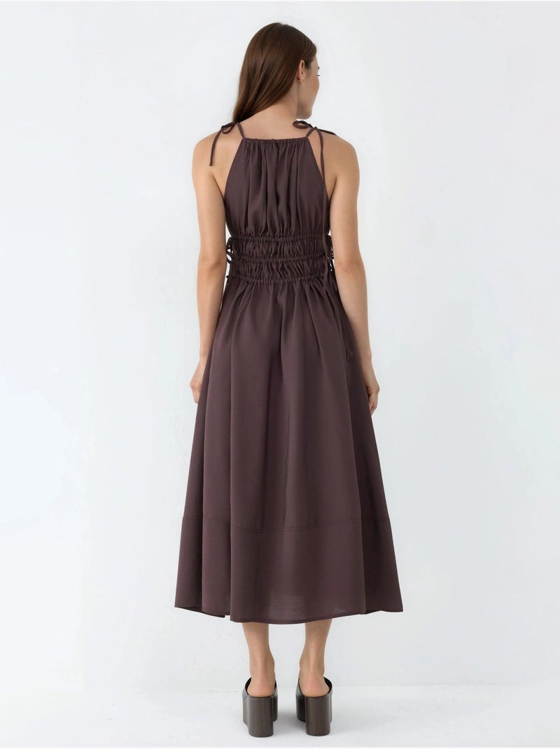 Robe longue bustier avec détails élastiques busem Marron foncé - Kiabi