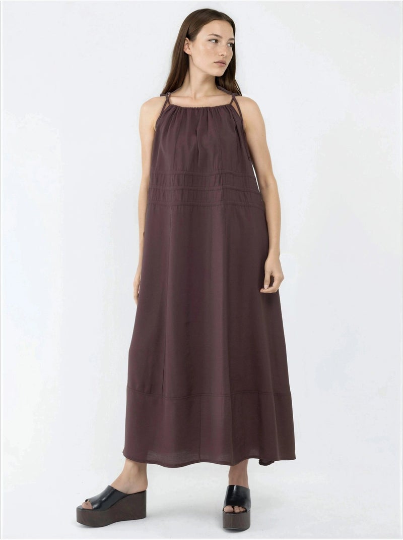 Robe longue bustier avec détails élastiques busem Marron foncé - Kiabi