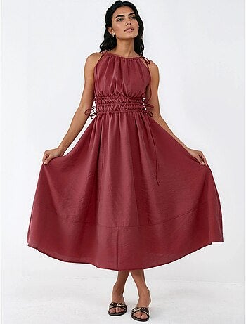 Robe longue bustier avec détails élastiques busem
