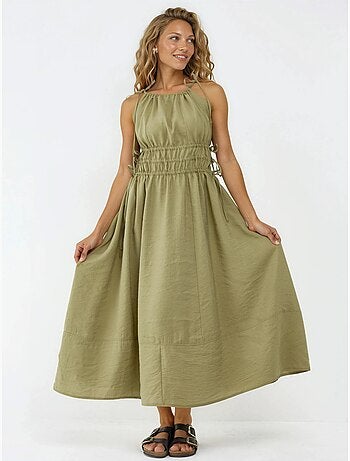 Robe longue bustier avec détails élastiques busem