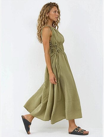 Robe longue bustier avec détails élastiques busem