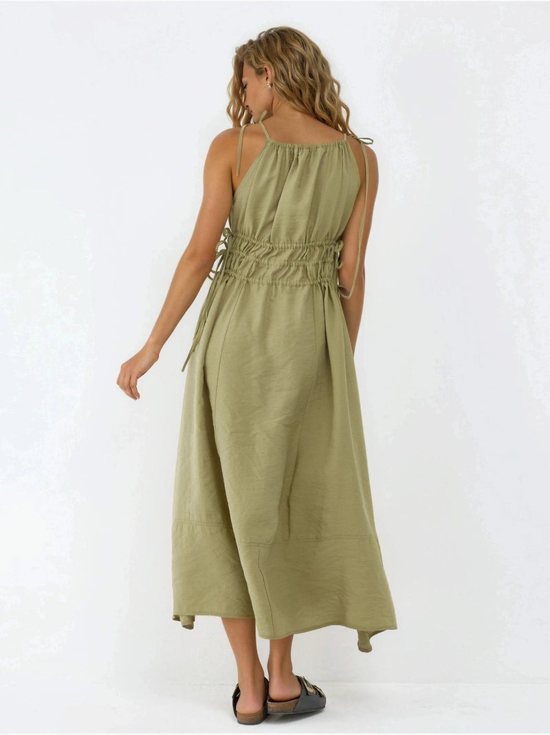 Robe longue bustier avec détails élastiques busem Vert kaki - Kiabi