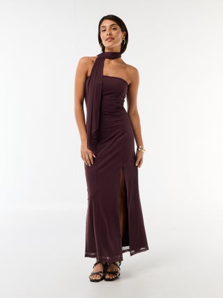 Robe longue bustier avec écharpe
