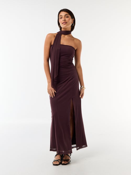 Robe longue bustier avec écharpe - Kiabi