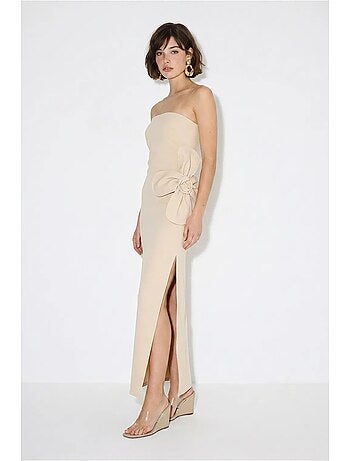 Robe longue bustier fendue à fleurs lucci