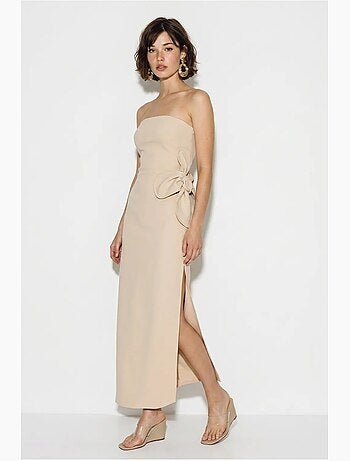 Robe longue bustier fendue à fleurs lucci