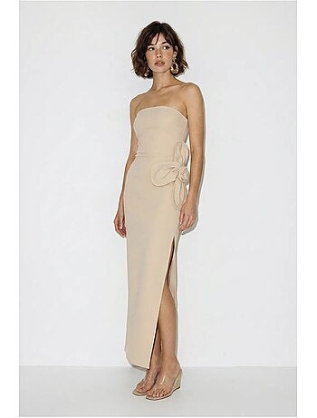 Robe longue bustier fendue à fleurs lucci