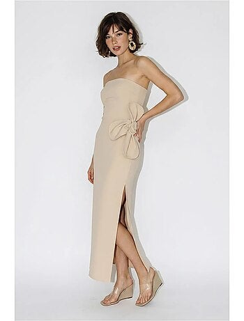 Robe longue bustier fendue à fleurs lucci
