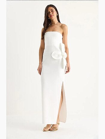 Robe longue bustier fendue à fleurs lucci