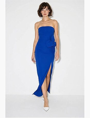 Robe longue bustier fendue à fleurs lucci