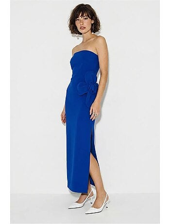 Robe longue bustier fendue à fleurs lucci