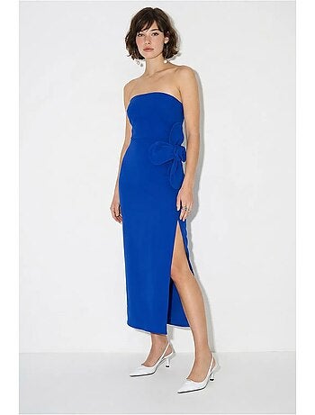 Robe longue bustier fendue à fleurs lucci