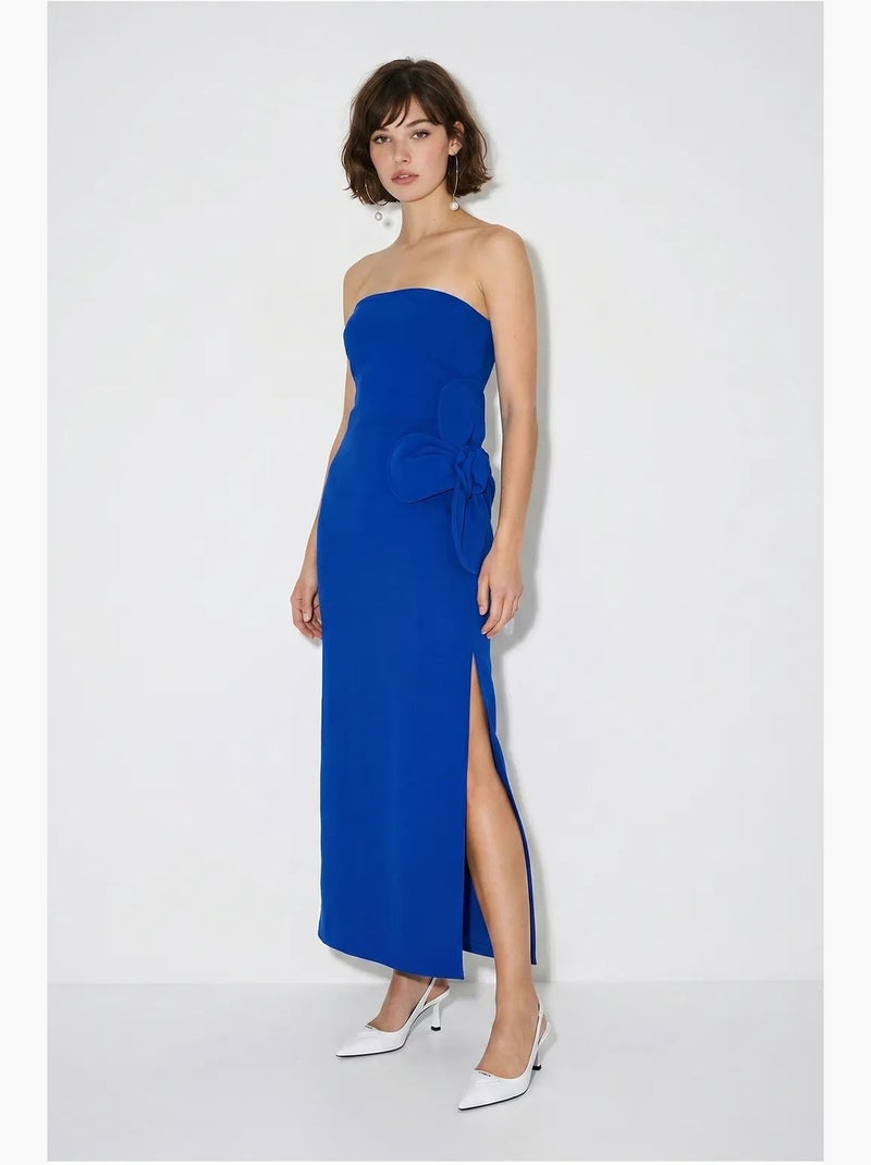 Robe longue bustier fendue à fleurs lucci Bleu cobalt - Kiabi
