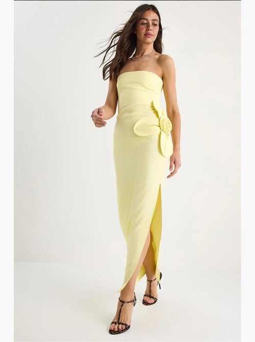 Robe longue bustier fendue à fleurs lucci - Kiabi