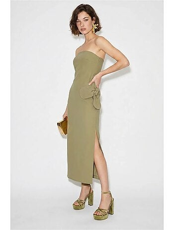 Robe longue bustier fendue à fleurs lucci