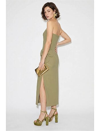 Robe longue bustier fendue à fleurs lucci