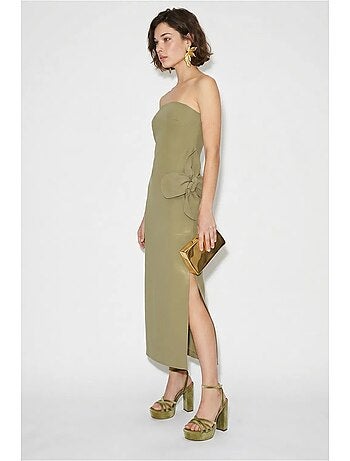 Robe longue bustier fendue à fleurs lucci