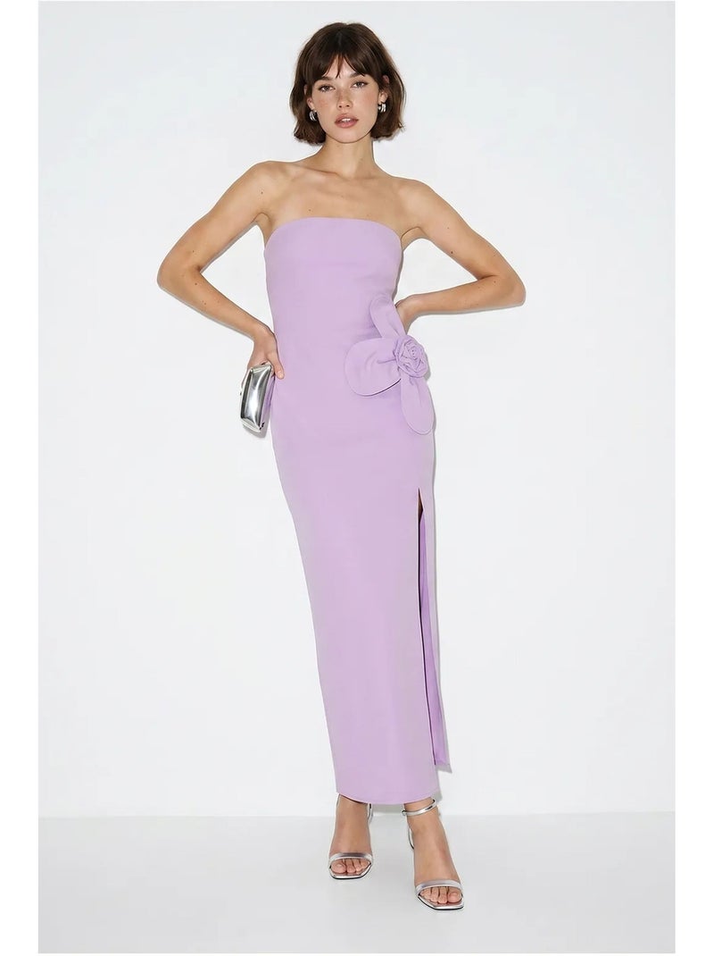 Robe longue bustier fendue à fleurs lucci Lavande - Kiabi