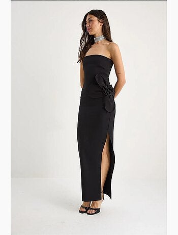 Robe longue bustier fendue à fleurs lucci