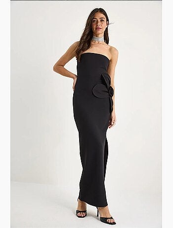 Robe longue bustier fendue à fleurs lucci