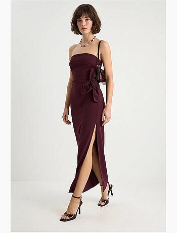 Robe longue bustier fendue à fleurs lucci